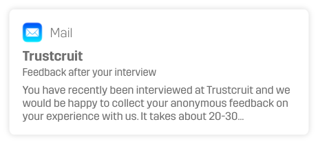 email notification trustcruit feedback email