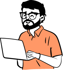 man analyze feedback laptop illustration